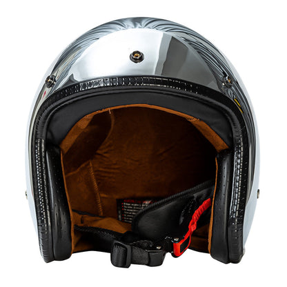 Casque de Moto Rétro Argenté | Style Classique et Sécurité Certifiée
