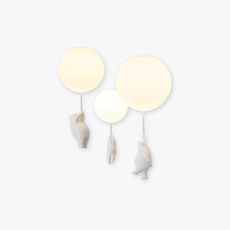 Lampe Suspendue Ours et Ballon | Éclairage Magique pour Chambre d'Enfant