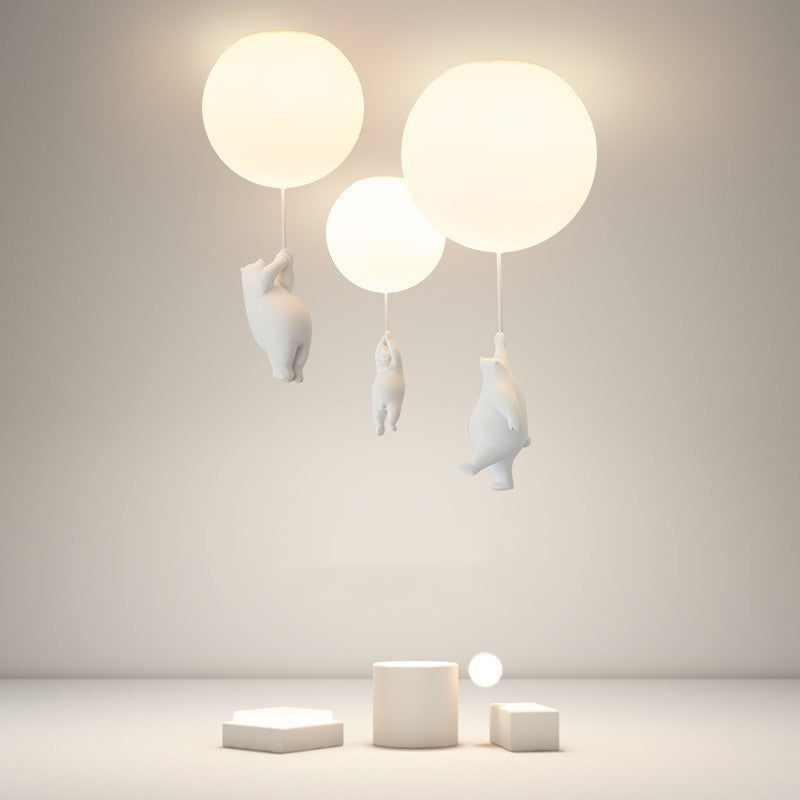 Lampe Suspendue Ours et Ballon | Éclairage Magique pour Chambre d'Enfant