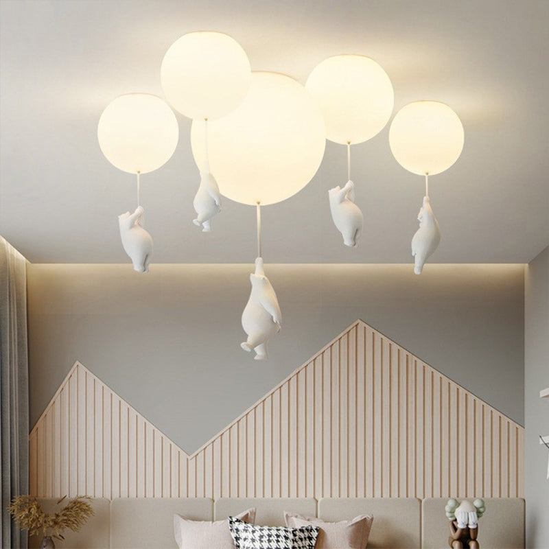 Lampe Suspendue Ours et Ballon | Éclairage Magique pour Chambre d'Enfant