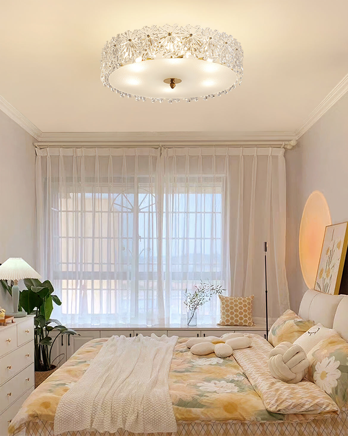 Plafonnier Design Contemporain | Éclairage Chaleureux avec Flocons de Neige