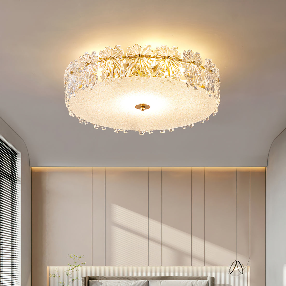 Plafonnier Design Contemporain | Éclairage Chaleureux avec Flocons de Neige