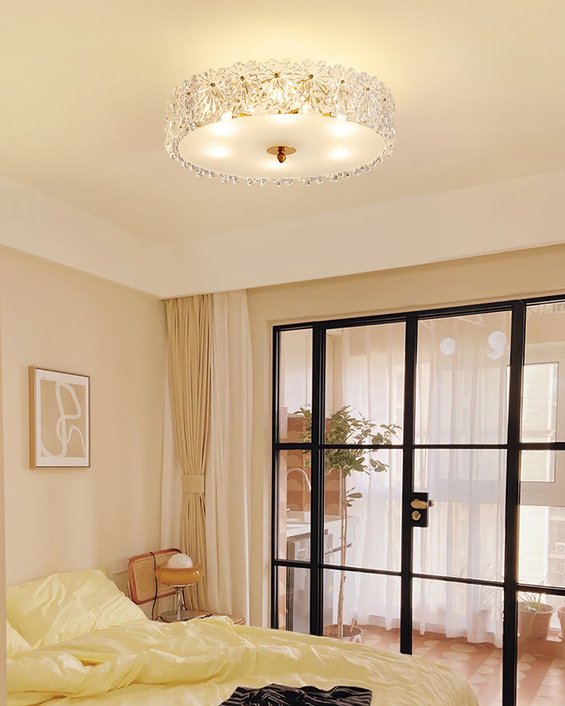 Plafonnier Design Contemporain | Éclairage Chaleureux avec Flocons de Neige