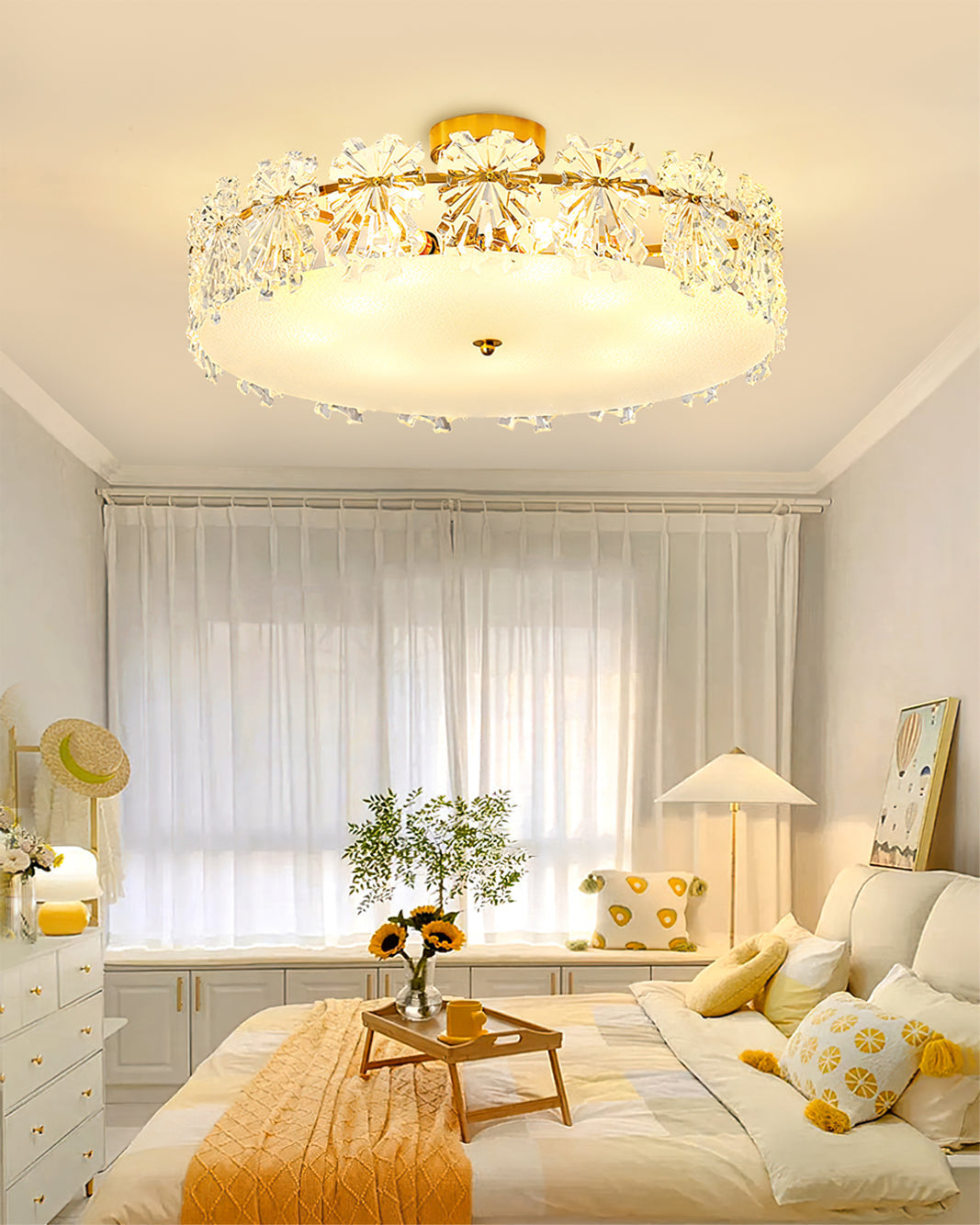 Plafonnier Design Contemporain | Éclairage Chaleureux avec Flocons de Neige