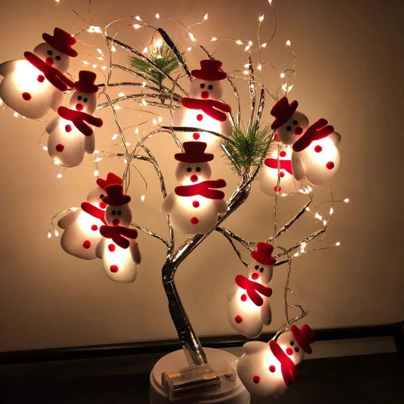 Guirlande de Lumières de Bonhommes de Neige | Décoration Festive en Peluche