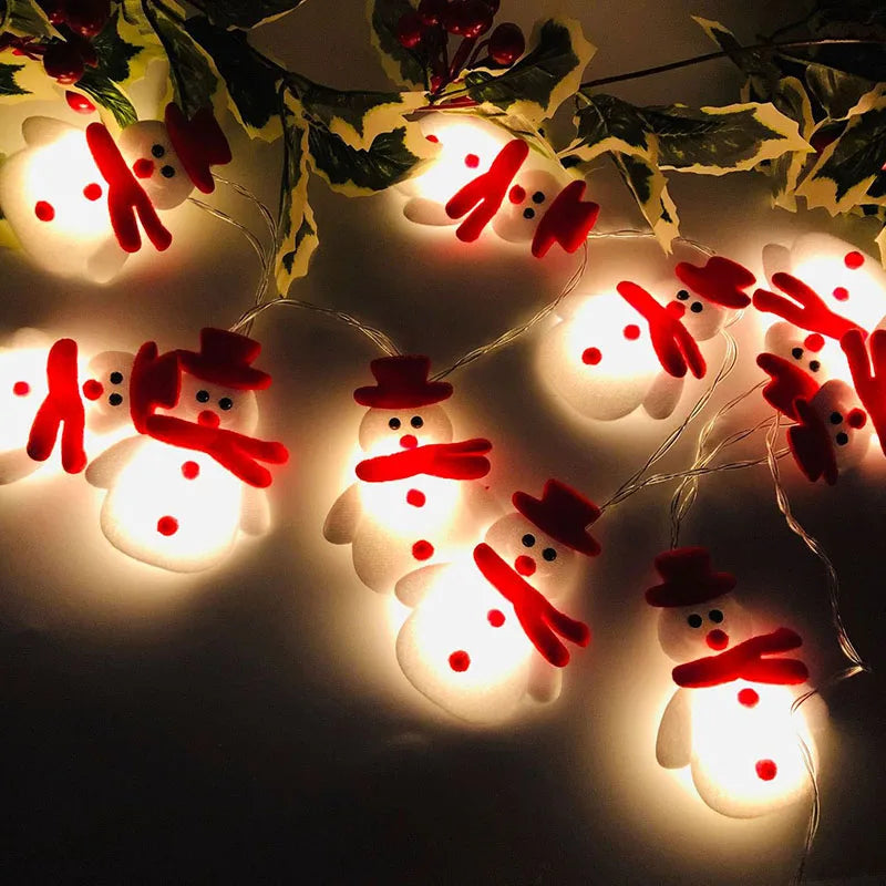 Guirlande de Lumières de Bonhommes de Neige | Décoration Festive en Peluche