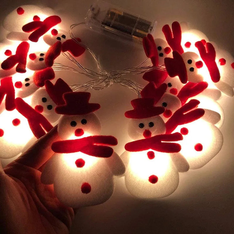Guirlande de Lumières de Bonhommes de Neige | Décoration Festive en Peluche