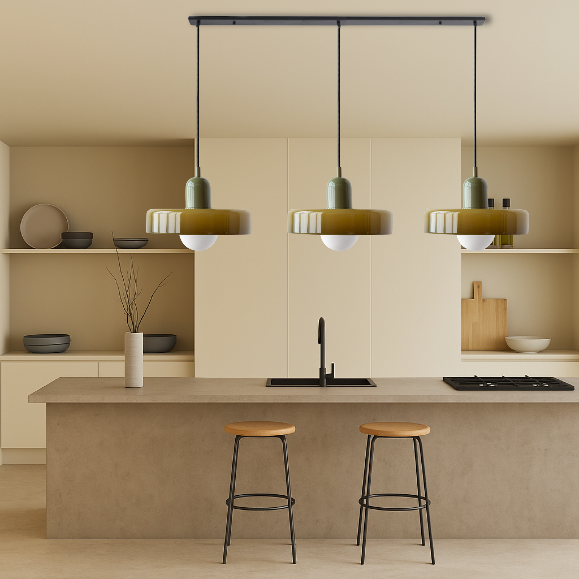 Lampe Suspendue Bauhaus en Verre Coloré | Éclairage Artistique et Réglable pour Intérieur