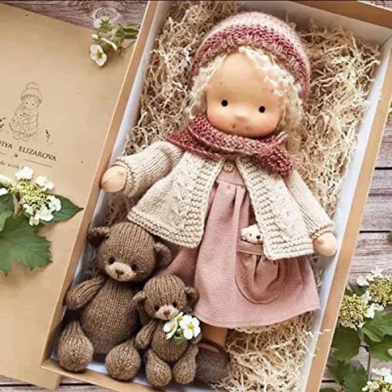 Poupée en Peluche Waldorf | Douceur Kawaii et Cadeau Prêt à Offrir
