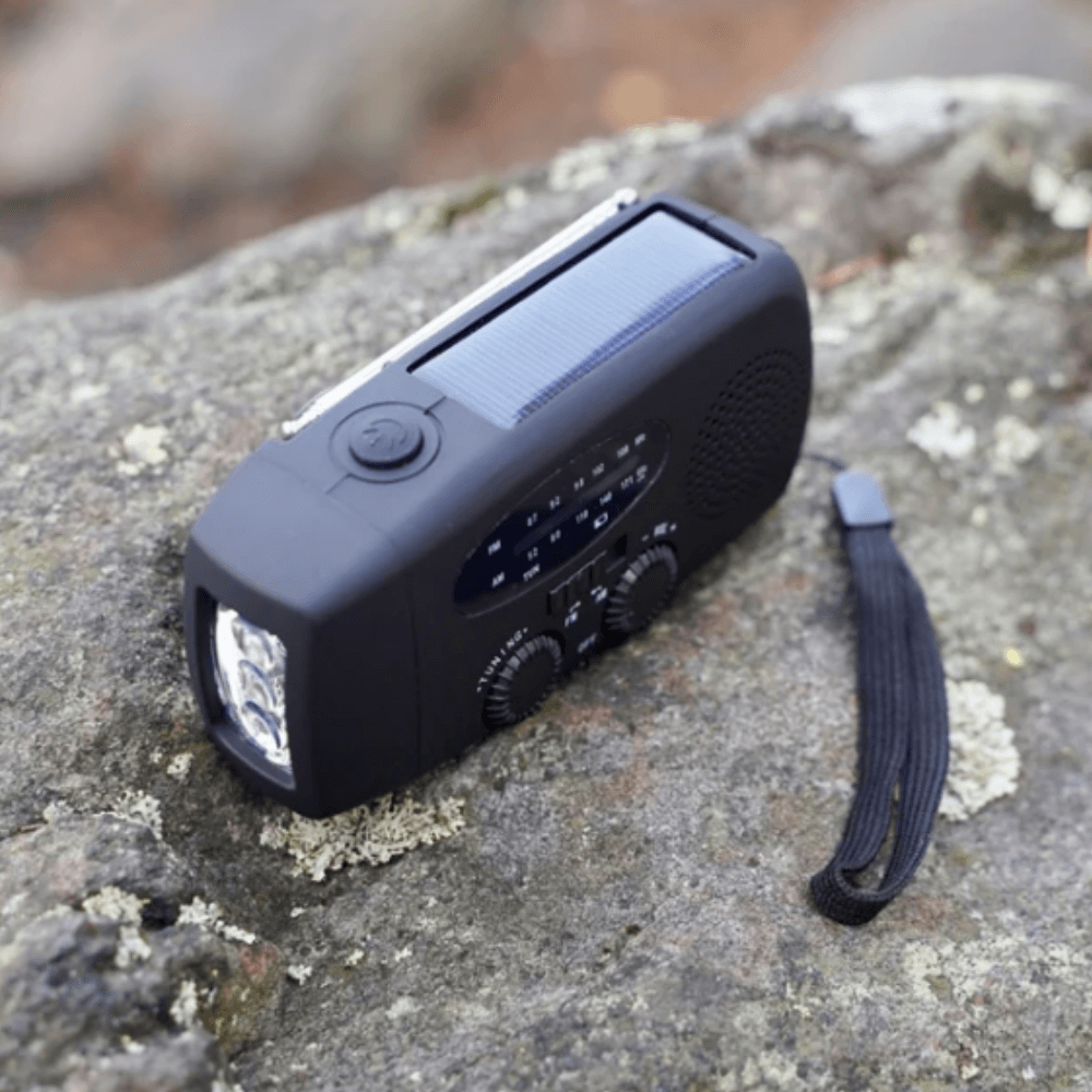 Radio d'urgence solaire à manivelle | Compacte avec Lampe de Poche LED