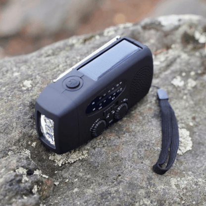 Radio d'urgence solaire à manivelle | Compacte avec Lampe de Poche LED