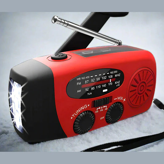 Radio d'urgence Solaire à Manivelle | Compacte et Polyvalente pour Extérieur