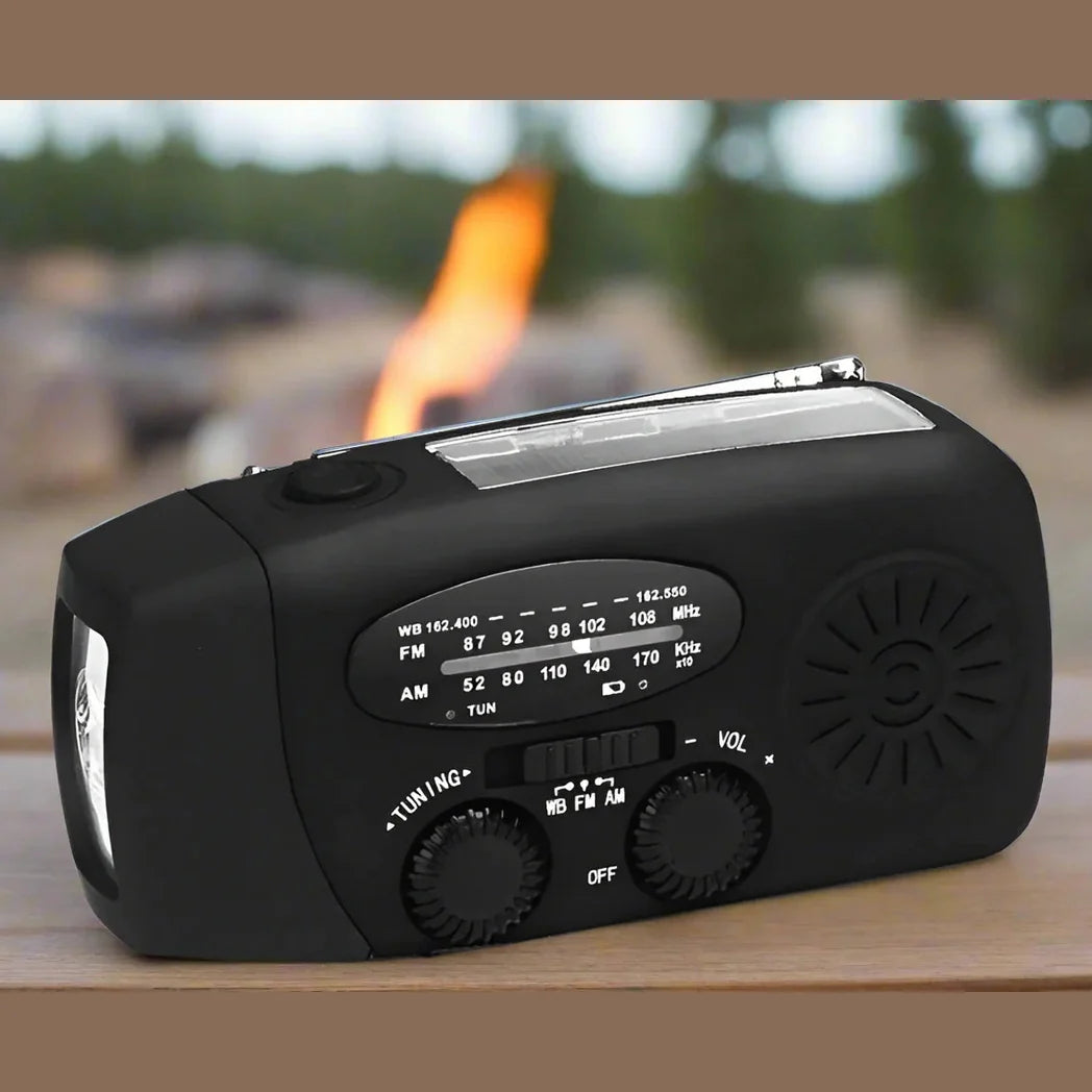 Radio d'urgence Solaire à Manivelle | Compacte et Polyvalente pour Extérieur
