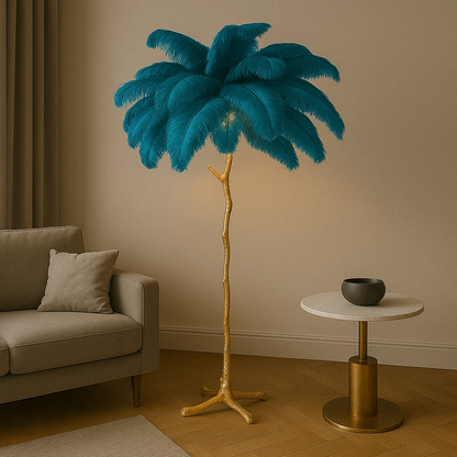 Lampe sur Pied en Plumes | Élégance Contemporaine et Chaleur Atmosphérique