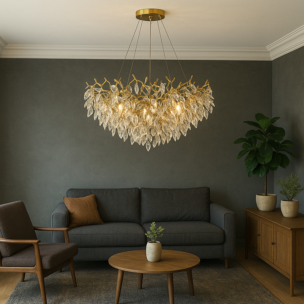 Lustre Rond en Cristal LED | Élégance et Atmosphère Chaleureuse