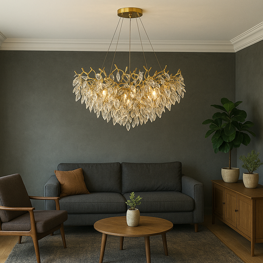 Lustre Rond en Cristal LED | Élégance et Atmosphère Chaleureuse