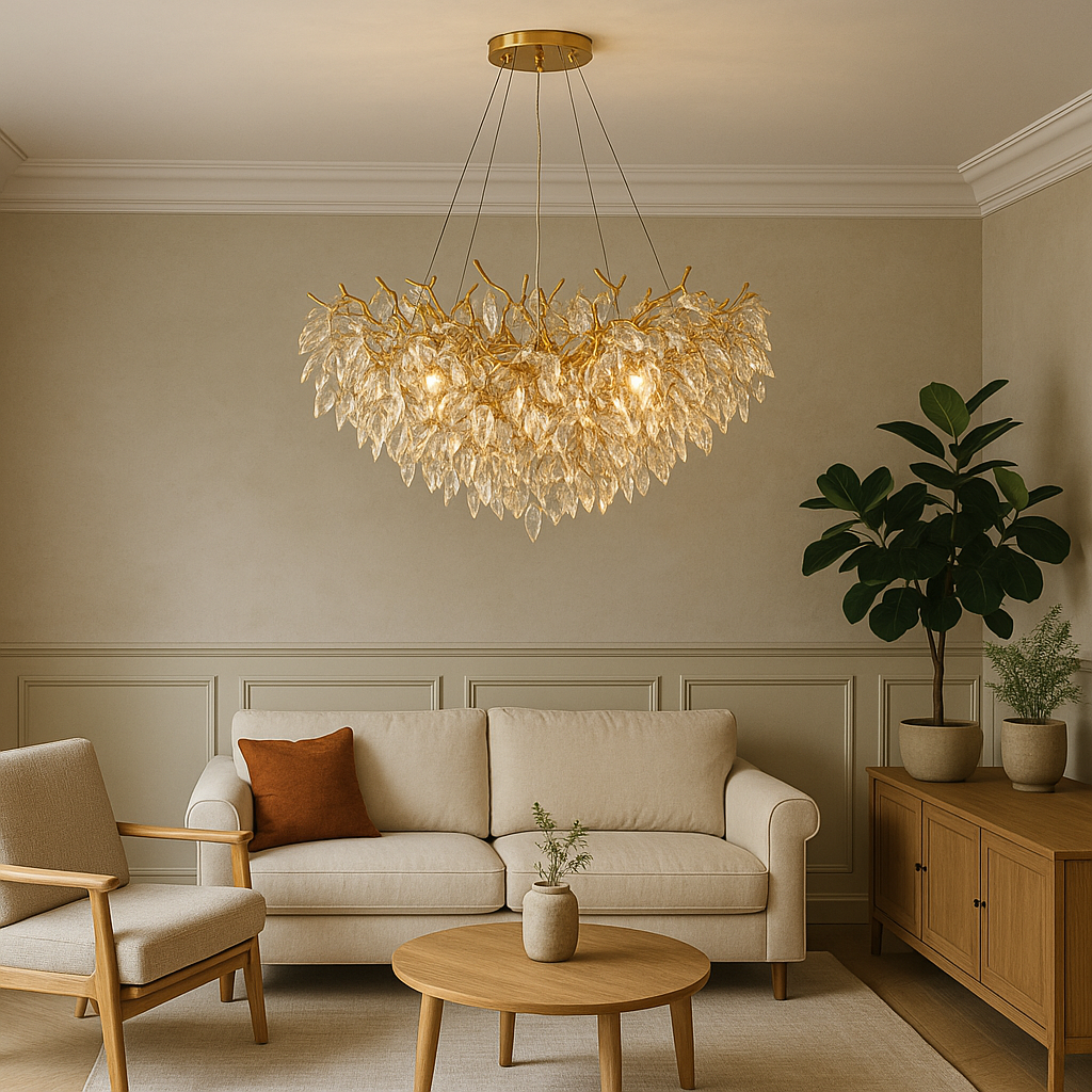Lustre Rond en Cristal LED | Élégance et Atmosphère Chaleureuse