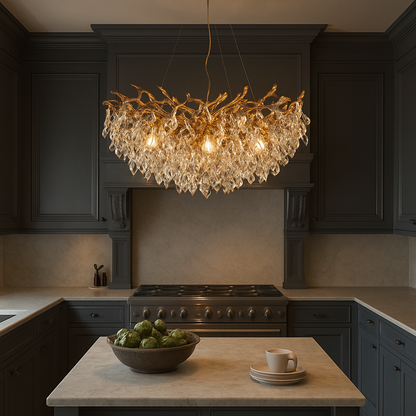 Lustre Rond en Cristal LED | Élégance et Atmosphère Chaleureuse