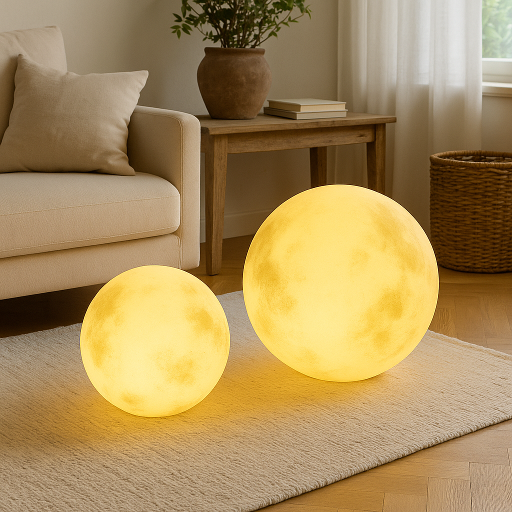 Lampe Solaire de Jardin en Forme de Lune | Éclairage Écologique et Élégant
