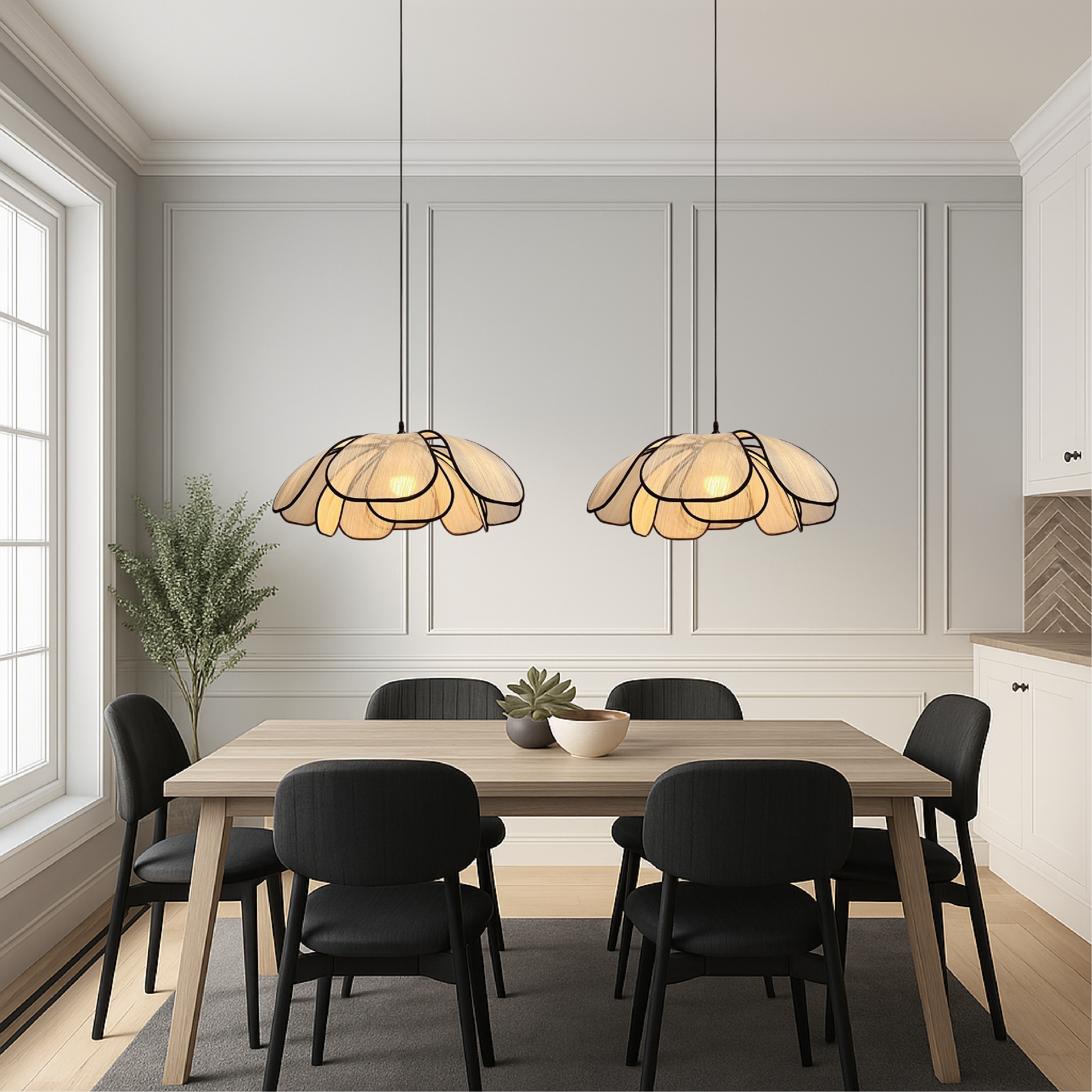 Lampe Suspendue en Bois | Design Élégant et Chaleureux