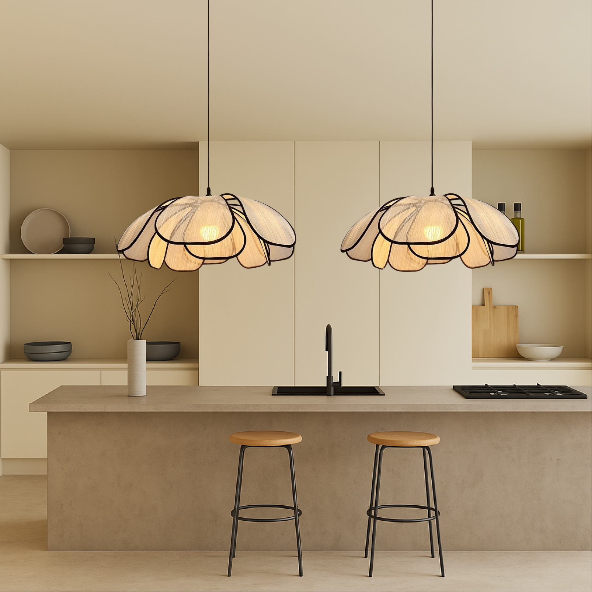 Lampe Suspendue en Bois | Design Élégant et Chaleureux