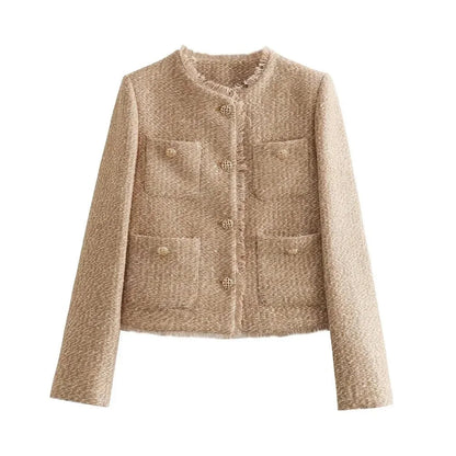 Veste Croisée Élégante pour Femmes | Style Sophistiqué en Tweed Texturé