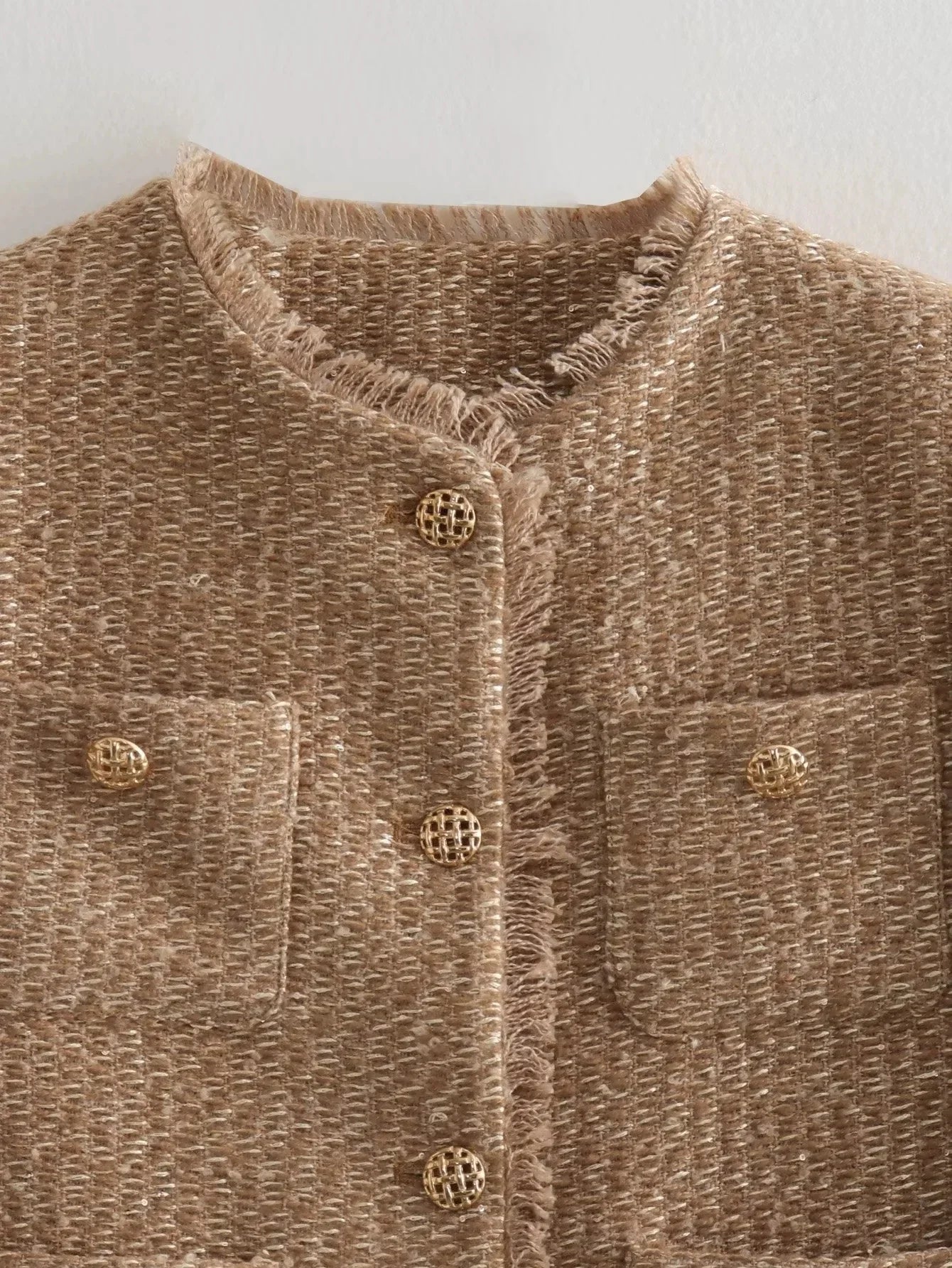 Veste Croisée Élégante pour Femmes | Style Sophistiqué en Tweed Texturé