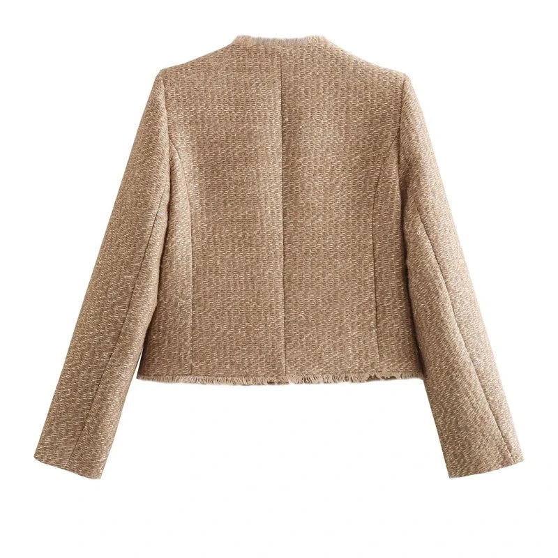 Veste Croisée Élégante pour Femmes | Style Sophistiqué en Tweed Texturé