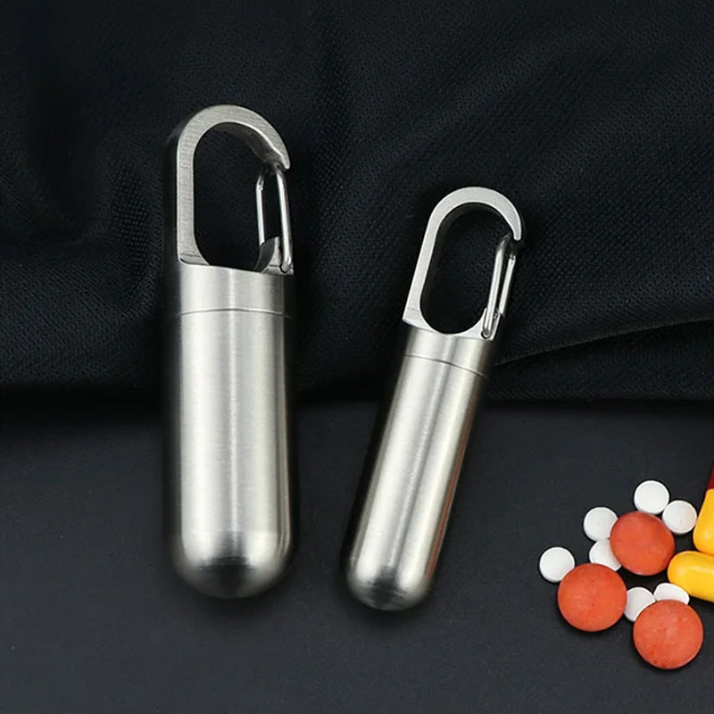 Organisateur de Pilules Étanche en Acier | Compact et Sûr pour Médicaments Quotidiens