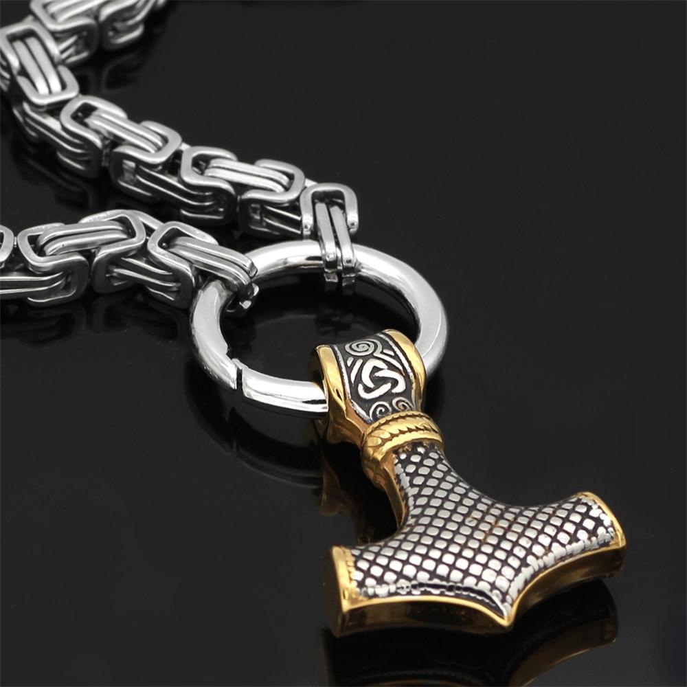 Collier Viking à Tête de Loup | Pendentif Mjolnir en Acier Inoxydable