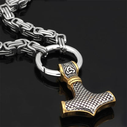 Collier Viking à Tête de Loup | Pendentif Mjolnir en Acier Inoxydable