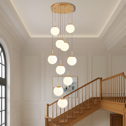 Lustre d'Escalier Scandinave | Élégance Contemporaine et Lumière Douce
