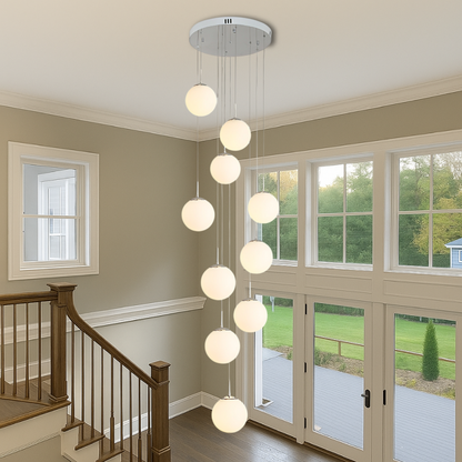 Lustre d'Escalier Scandinave | Élégance Contemporaine et Lumière Douce
