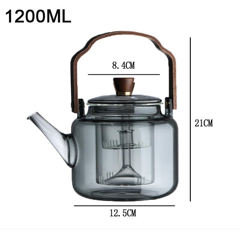 Théière en Verre et Bois | Élégante et Pratique pour Déguster du Thé