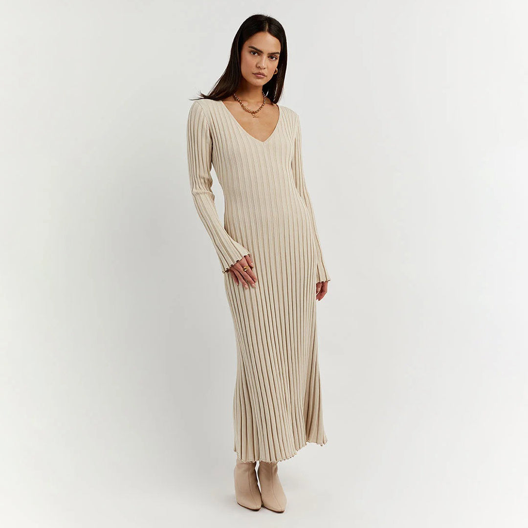 Robe Maxi Ajustable en Pierre | Élégance et Confort pour Femmes