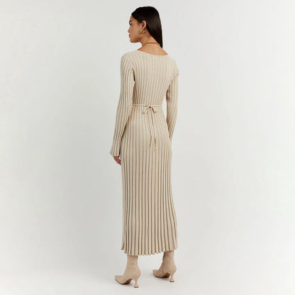 Robe Maxi Ajustable en Pierre | Élégance et Confort pour Femmes