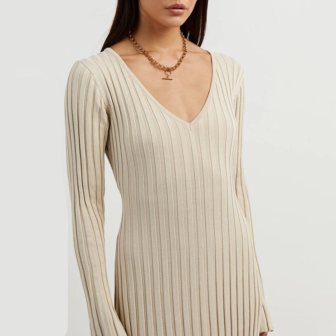 Robe Maxi Ajustable en Pierre | Élégance et Confort pour Femmes