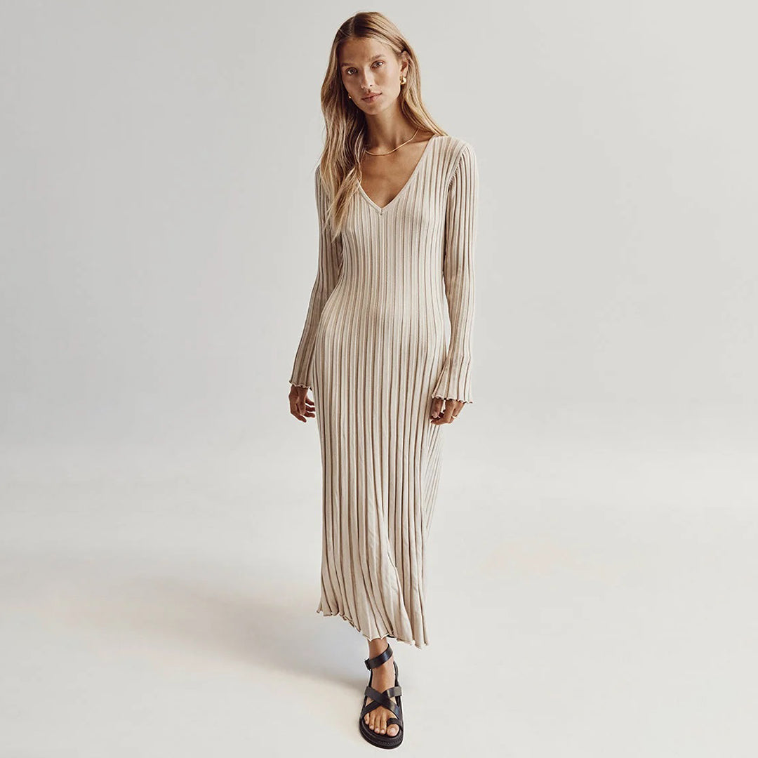 Robe Maxi Ajustable en Pierre | Élégance et Confort pour Femmes