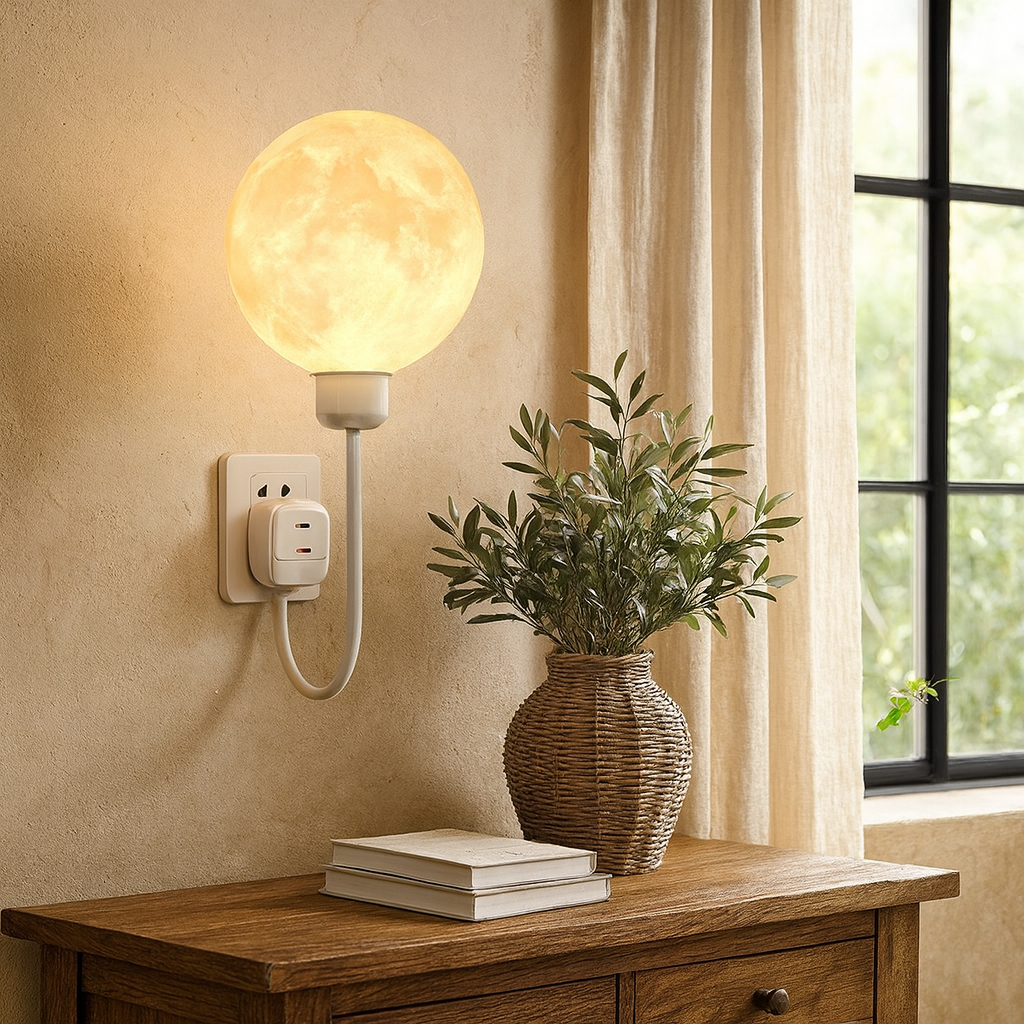 Applique Murale Lune à Brancher | Éclairage Apaisant et Design Élégant