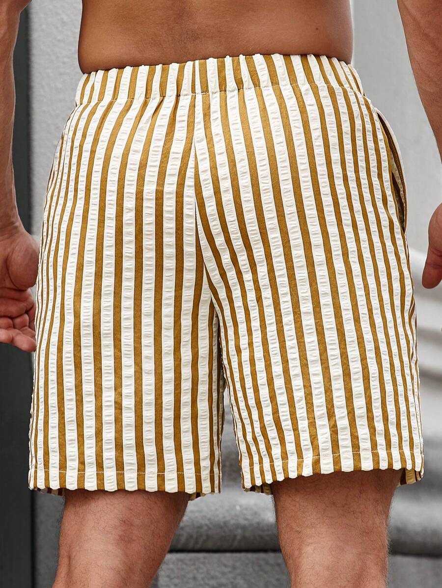 Short d'été à Rayures Classiques | Taille Ajustable et Confort Optimal