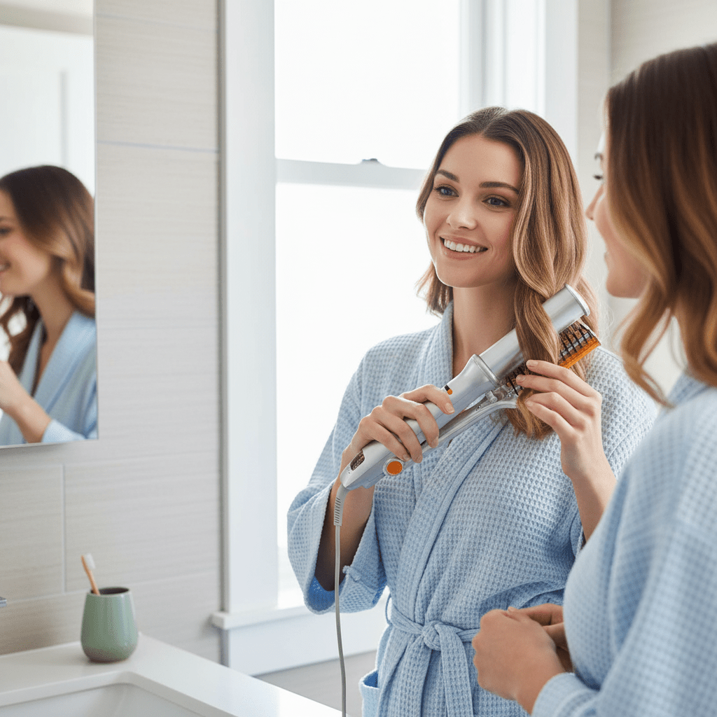 Brosse à Cheveux Rotative 2-en-1 | Coiffage Lisse et Volumineux Rapide