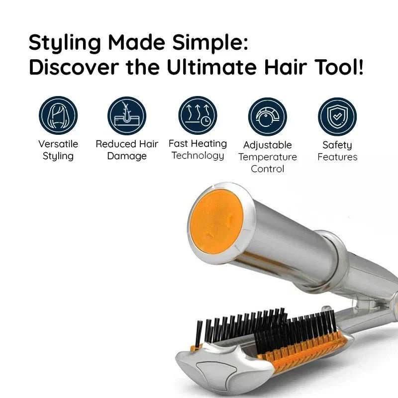 Brosse à Cheveux Rotative 2-en-1 | Coiffage Lisse et Volumineux Rapide