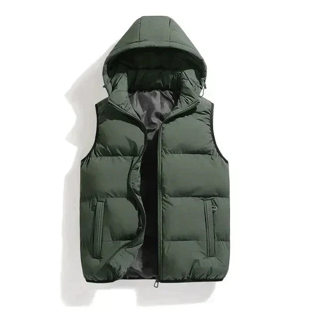 Veste d'hiver sans manches pour hommes | Isolation Premium et Capuche Amovible