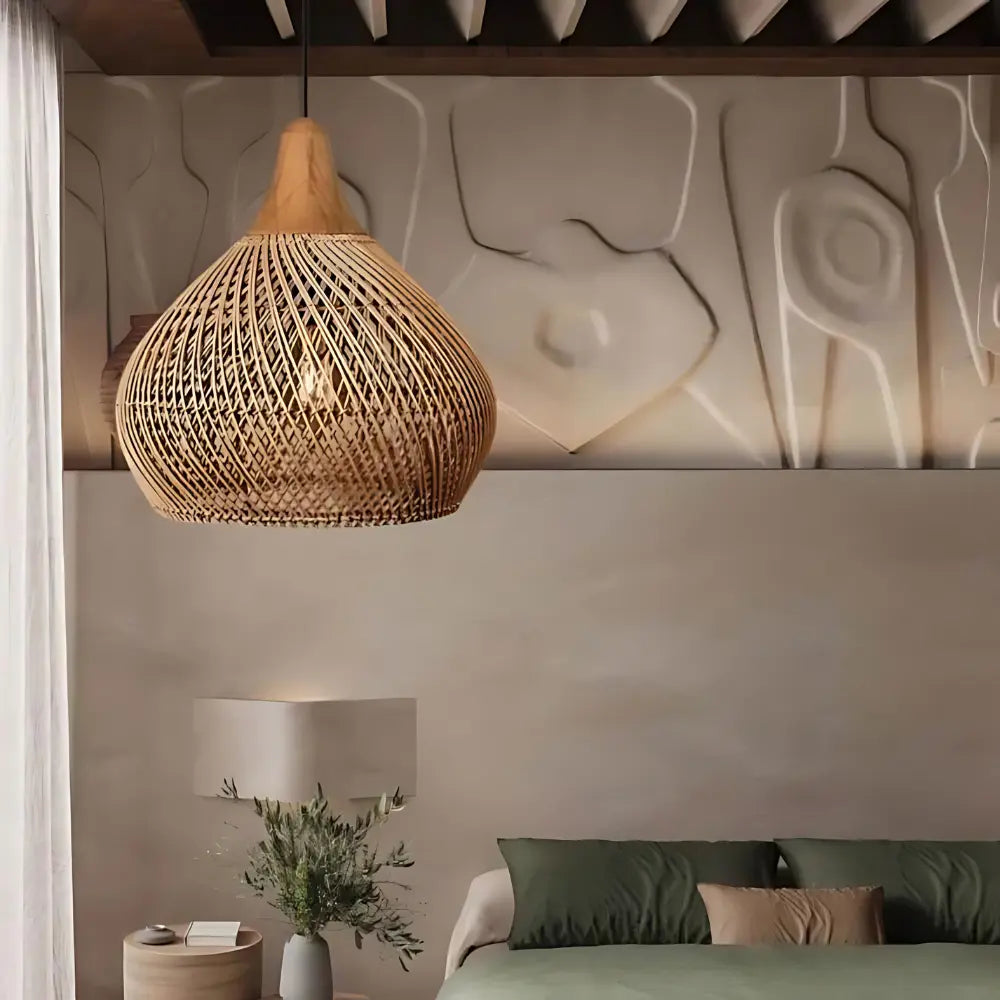 Luminaire en Rotin Artisanal | Design Boho et Éclairage Ambiant
