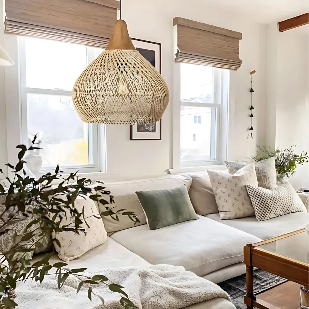 Luminaire en Rotin Artisanal | Design Boho et Éclairage Ambiant