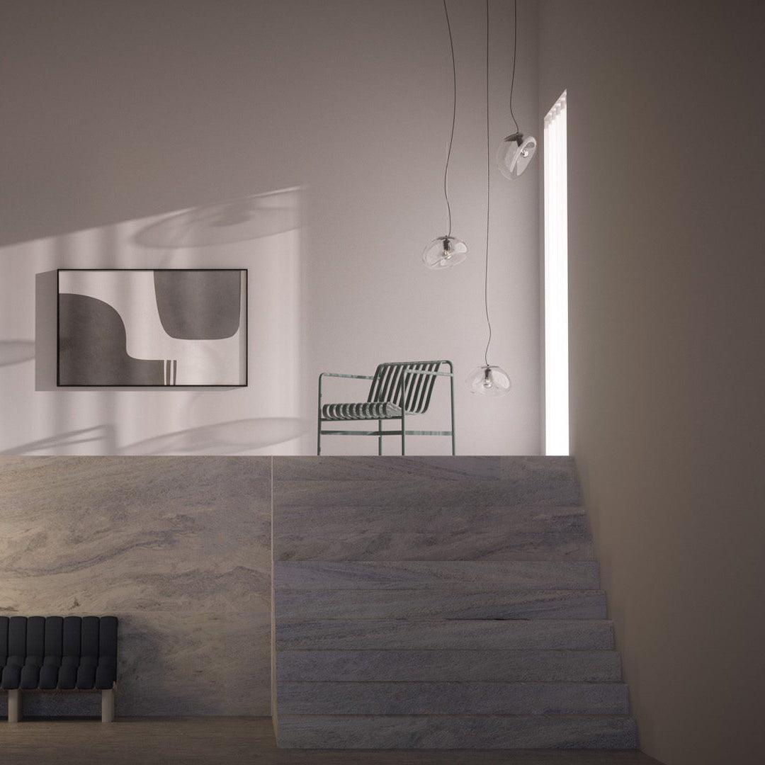 Lampe Plafonnier en Verre Soufflé | Design Épuré et Atmosphère Sereine