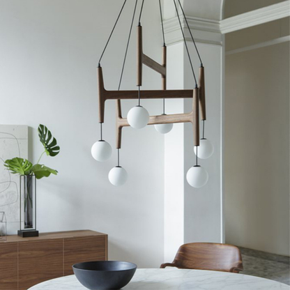 Lampe Pendante Moderne en Bois et Verre | Élégance et Confort pour Votre Intérieur