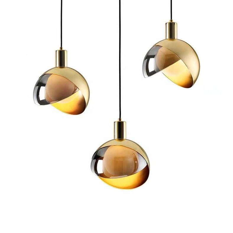 Suspension en Verre Doré Moderne | Design Scandinave Élégant et Réglable