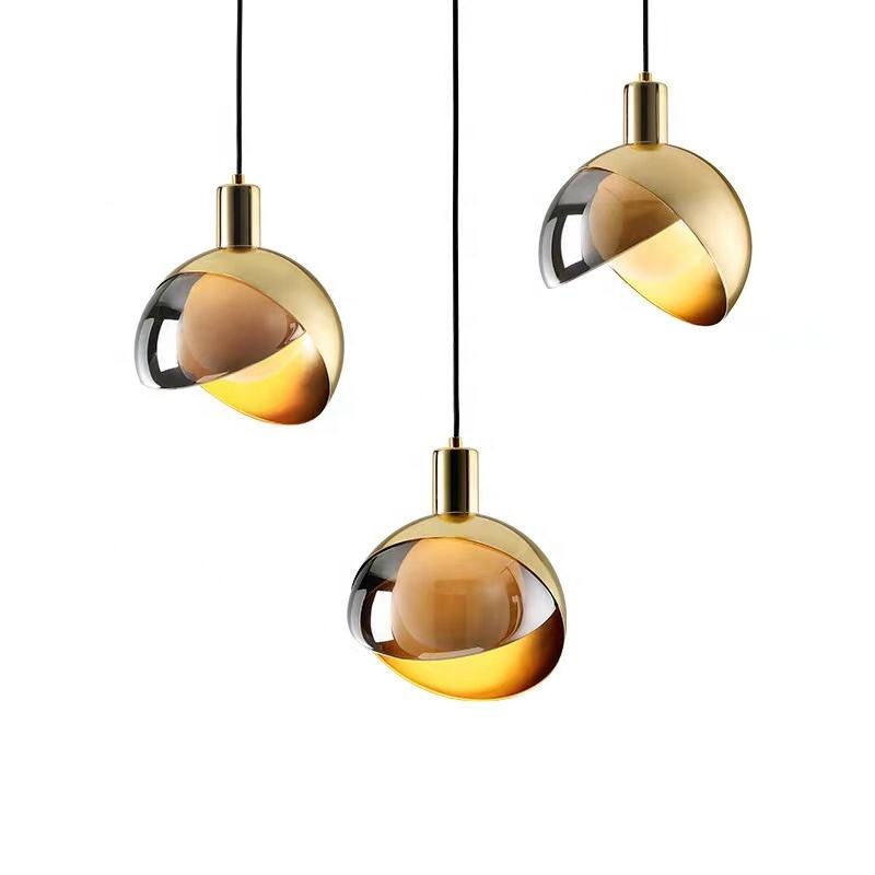 Suspension en Verre Doré Moderne | Design Scandinave Élégant et Réglable