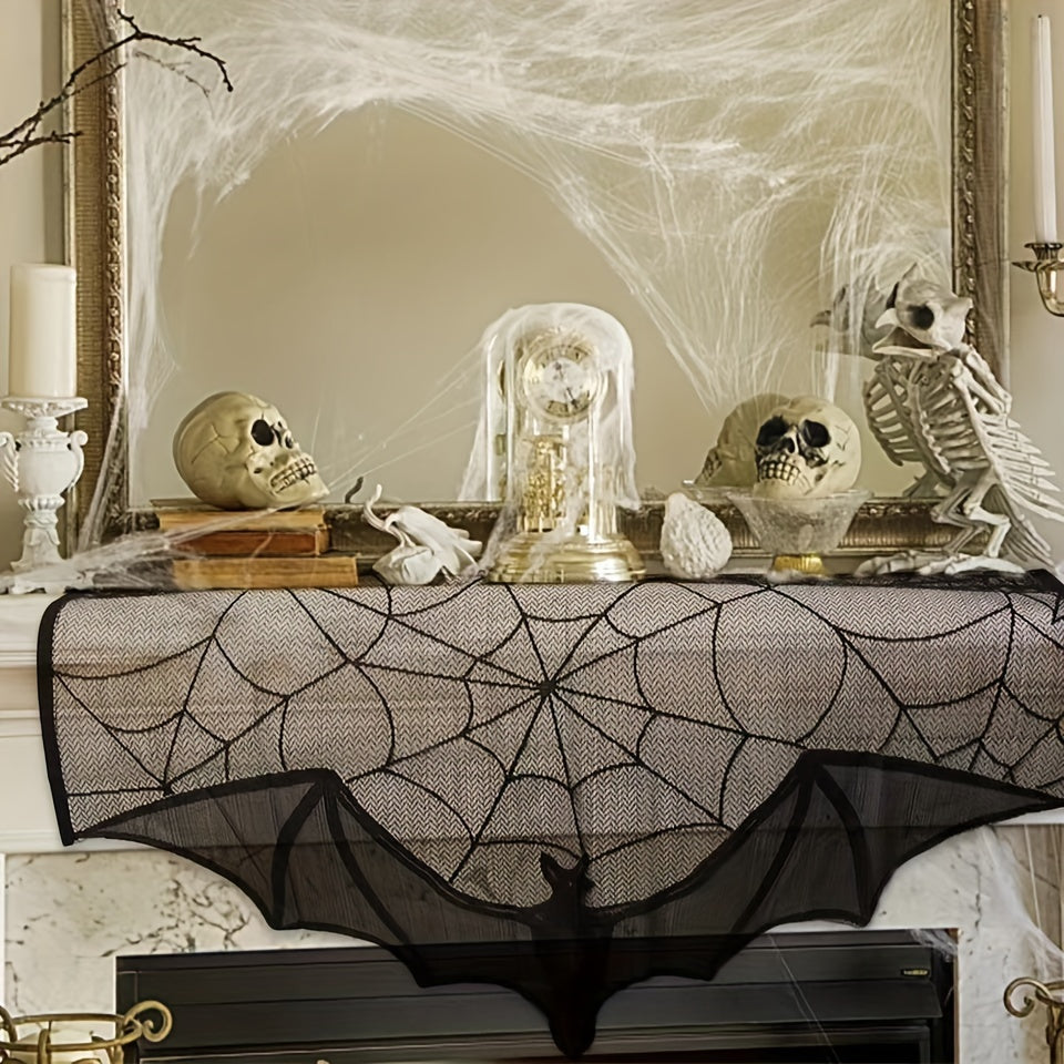 Nappe en Dentelle Noire Halloween | Décoration Élégante et Effrayante